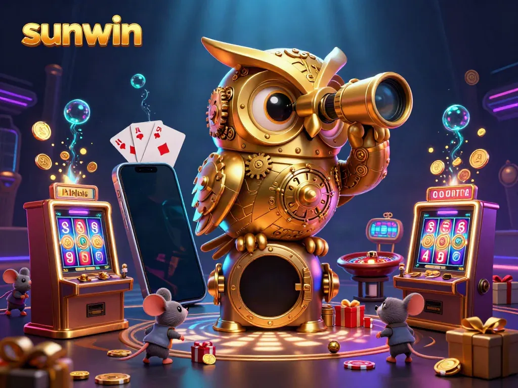 Experience the thrill of sunwin gaming with vibrant 3D characters and lively casino elements.