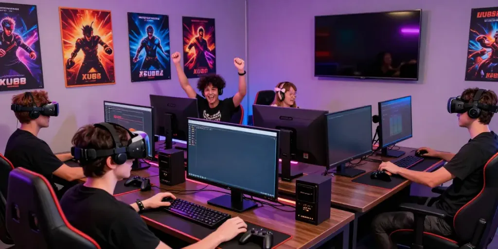 Diverse gamers immersed in an exciting KU88 online gaming experience.