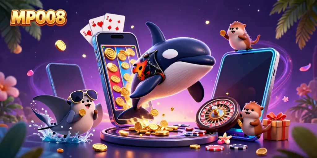 Experience the thrill of MPO08 with vibrant 3D casino characters and stunning game elements.