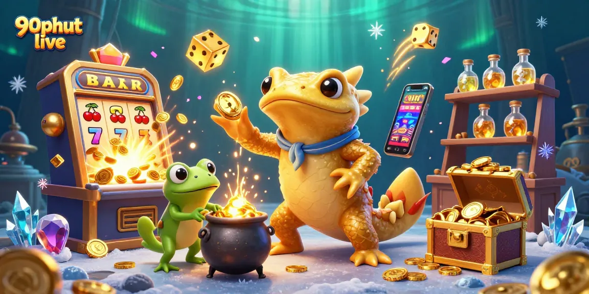 Engage with 90phut live in action, featuring golden salamander alchemist and magical casino elements.