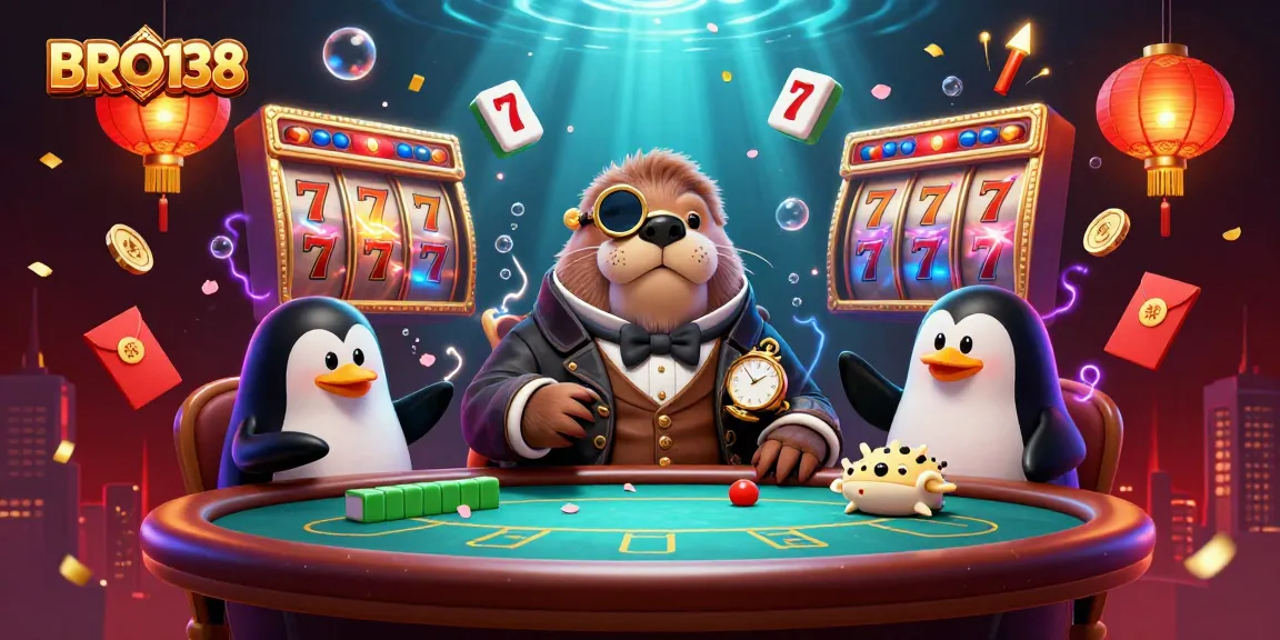 BRO138 players enjoying a slot gaming experience with vibrant 3D characters and dynamic casino elements.