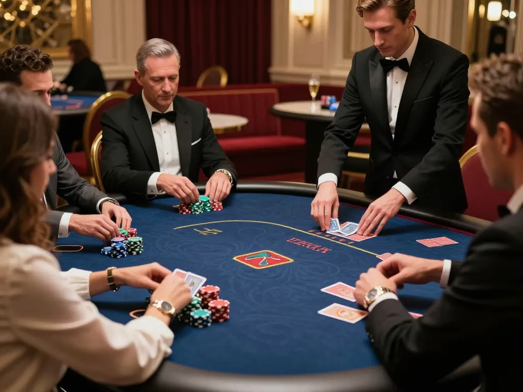 take2 players engaged in an exclusive poker game in a luxurious VIP setting