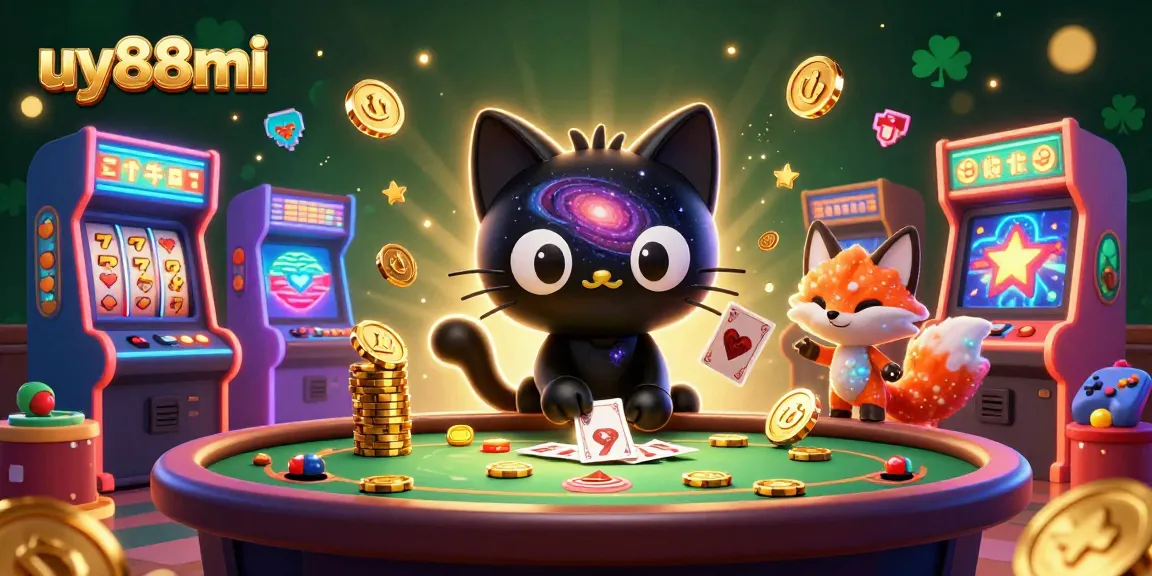Experience winning with uy88mi in this vibrant cosmic casino illustration.